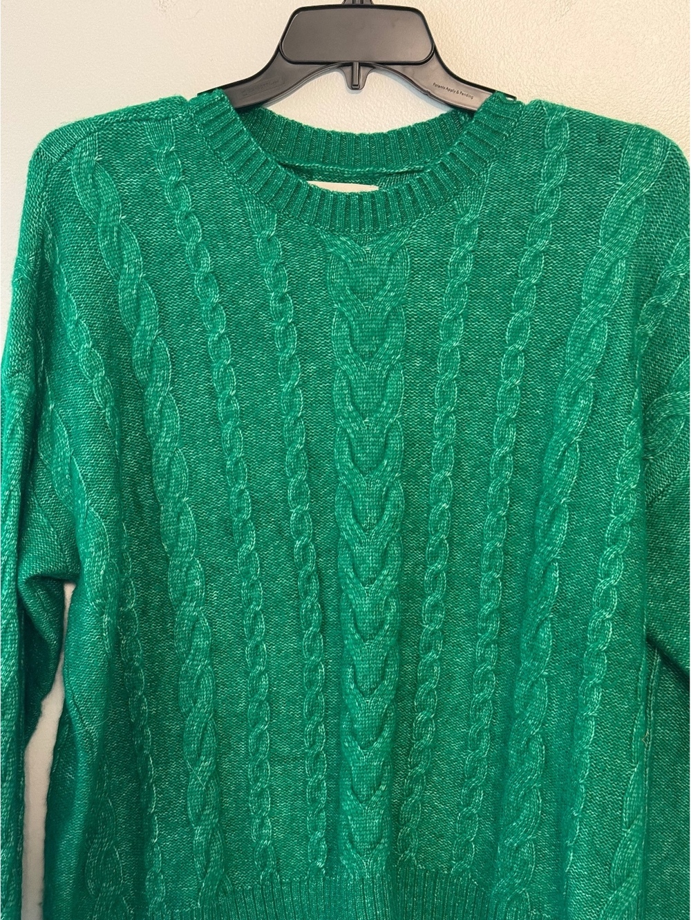 LOFT Women’s XL Emerald Green Cable Knit Crewneck Sweater Cozy Pullover